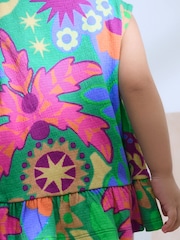 Green Tropical Print Peplum Textured Vest (3mths-7yrs) - Image 3 of 7
