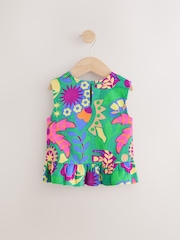 Green Tropical Print Peplum Textured Vest (3mths-7yrs) - Image 5 of 7