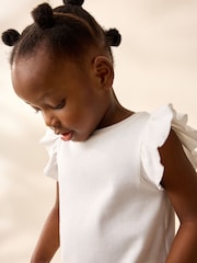 Ecru Frill Shoulder Ribbed Vest (3mths-7yrs) - Image 2 of 7