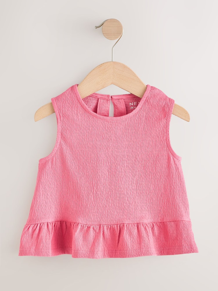 Coral Pink Peplum Textured Vest (3mths-7yrs) - Image 4 of 8