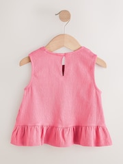 Coral Pink Peplum Textured Vest (3mths-7yrs) - Image 5 of 8