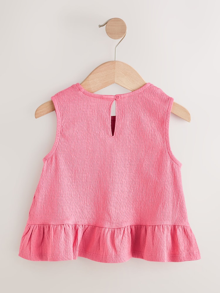 Coral Pink Peplum Textured Vest (3mths-7yrs) - Image 5 of 8