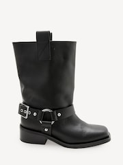 GANNI Black Biker Tubular Mid Shaft Boots - Image 1 of 6
