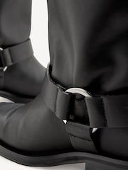 GANNI Black Biker Tubular Mid Shaft Boots - Image 4 of 6