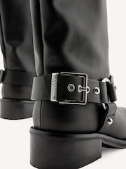 GANNI Black Biker Tubular Mid Shaft Boots - Image 5 of 6