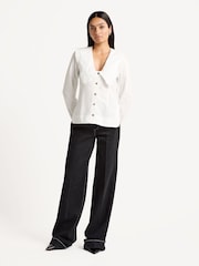 GANNI White V-Neck Collar Shirt - Image 3 of 4