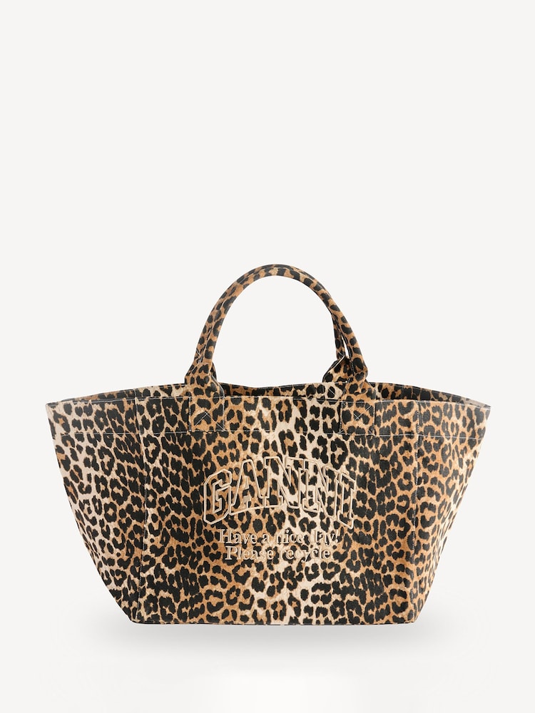GANNI Leopard XXL Shopper Tote Bag - Image 1 of 8