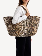 GANNI Leopard XXL Shopper Tote Bag - Image 2 of 8