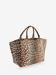 GANNI Leopard XXL Shopper Tote Bag - Image 4 of 8