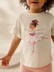 Ecru Ballerina 100% Cotton Frill Short Sleeve Top (3mths-7yrs) - Image 1 of 7