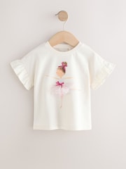 Ecru Ballerina 100% Cotton Frill Short Sleeve Top (3mths-7yrs) - Image 4 of 7