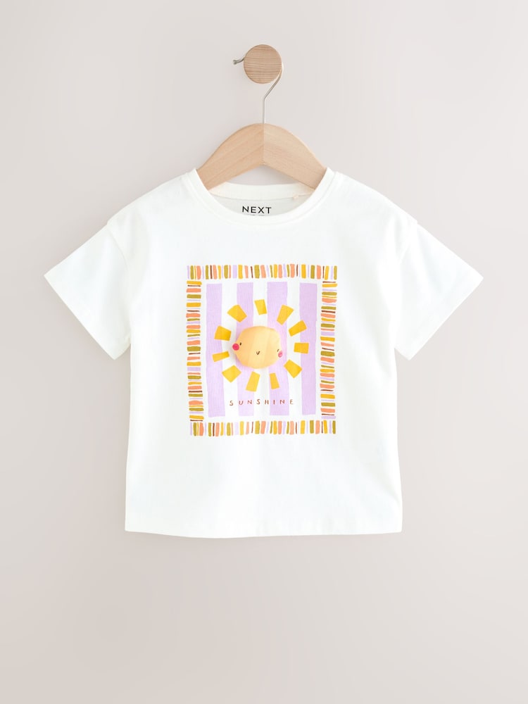 Ecru Padded Sun Character Short Sleeve T-Shirt (3mths-7yrs) - Image 5 of 8