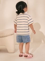 Cream/Navy Stripe Strawberry 100% Cotton Short Sleeve Bag T-Shirt (3mths-7yrs) - Image 2 of 3