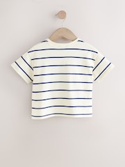 Cream/Navy Stripe Strawberry 100% Cotton Short Sleeve Bag T-Shirt (3mths-7yrs) - Image 5 of 7