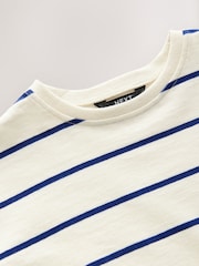 Cream/Navy Stripe Strawberry 100% Cotton Short Sleeve Bag T-Shirt (3mths-7yrs) - Image 7 of 7