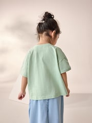 Verde salvia - 100% Cotton Short Sleeve Embroidered Pocket T-Shirt (3mths-7yrs) - Imagen 3 de 7