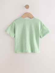 Verde salvia - 100% Cotton Short Sleeve Embroidered Pocket T-Shirt (3mths-7yrs) - Imagen 5 de 7
