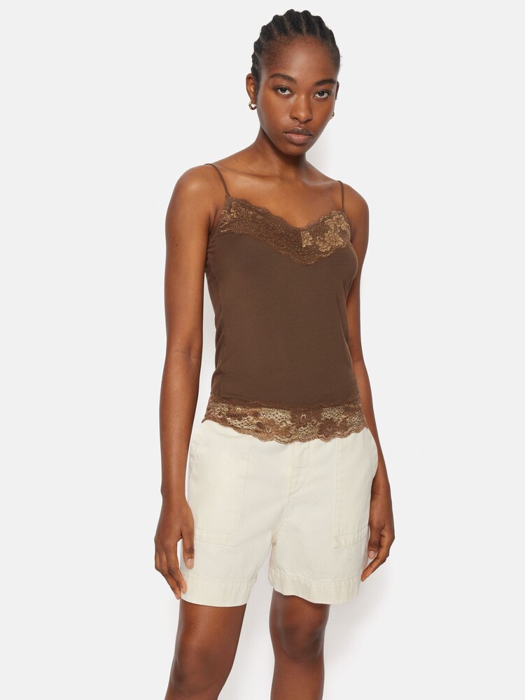 Jigsaw Brown Modal Lace Vest - Image 1 of 6