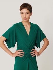 Jigsaw Green Crepe Flutter Sleeve Dress - Image 2 of 6
