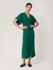 Jigsaw Green Crepe Flutter Sleeve Dress - Image 3 of 6