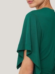 Jigsaw Green Crepe Flutter Sleeve Dress - Image 4 of 6