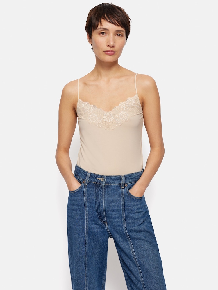 Jigsaw Cream Modal Lace Vest - Image 2 of 5 Jigsaw Cream Modal Lace Vest - Image 2 of 5
