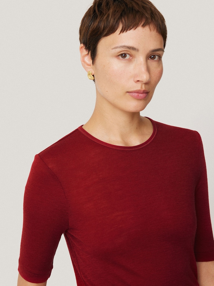 Jigsaw Red Merino Half Sleeve T-Shirt - Image 2 of 7