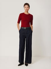 Jigsaw Red Merino Half Sleeve T-Shirt - Image 3 of 7