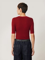 Jigsaw Red Merino Half Sleeve T-Shirt - Image 5 of 7