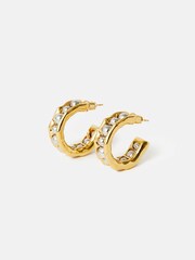 Jigsaw Gold Tone Molten Bead Hoops Earrings - Image 1 of 4