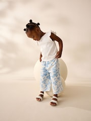 Blue Floral Textured Wide Leg Trousers (3mths-7yrs) - Image 2 of 8