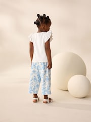 Blue Floral Textured Wide Leg Trousers (3mths-7yrs) - Image 3 of 8