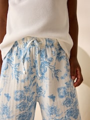 Blue Floral Textured Wide Leg Trousers (3mths-7yrs) - Image 4 of 8