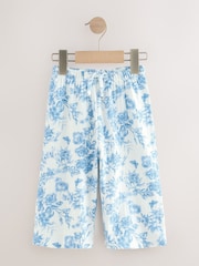 Blue Floral Textured Wide Leg Trousers (3mths-7yrs) - Image 5 of 8