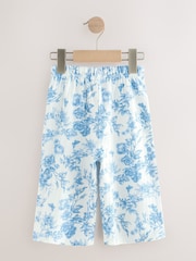 Blue Floral Textured Wide Leg Trousers (3mths-7yrs) - Image 6 of 8