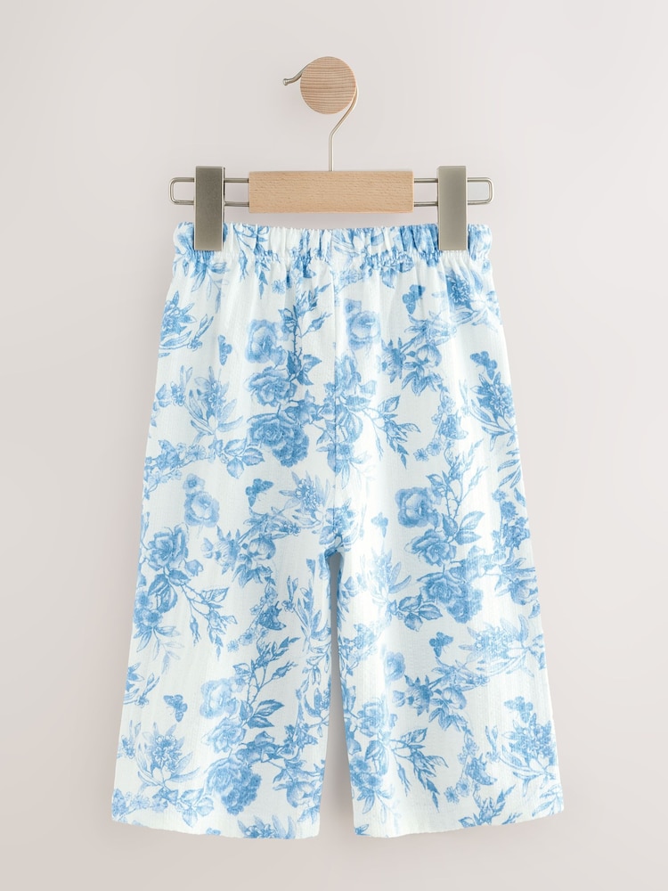 Blue Floral Wide Leg Trousers (3mths-7yrs) - Image 6 of 8