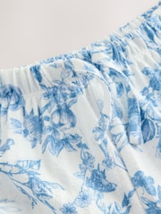 Blue Floral Textured Wide Leg Trousers (3mths-7yrs) - Image 7 of 8
