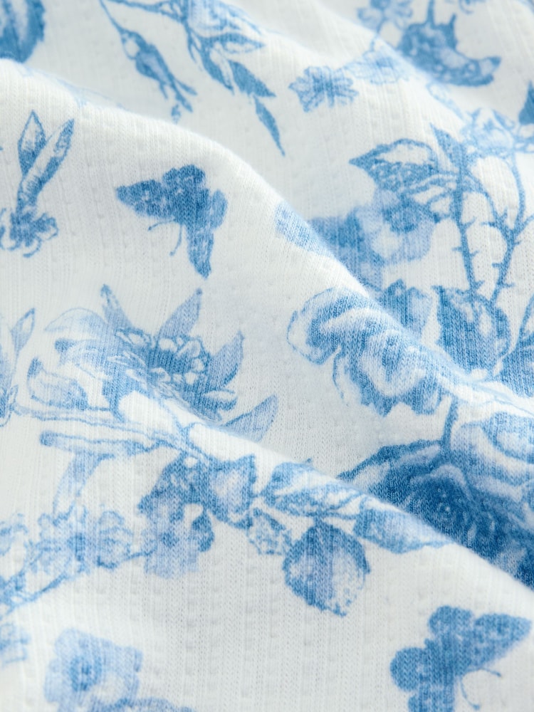 Blue Floral Textured Wide Leg Trousers (3mths-7yrs) - Image 8 of 8