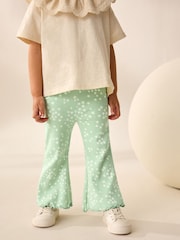 Green Ditsy Floral Rib Flare Leggings (3mths-7yrs) - Image 1 of 8