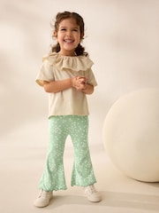 Green Ditsy Floral Rib Flare Leggings (3mths-7yrs) - Image 2 of 8