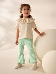 Green Ditsy Floral Rib Flare Leggings (3mths-7yrs) - Image 3 of 8