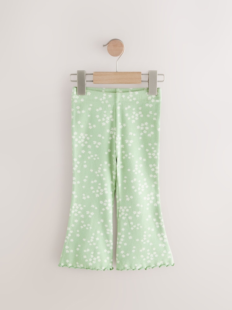 Green Ditsy Floral Rib Flare Leggings (3mths-7yrs) - Image 5 of 8