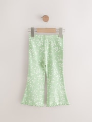 Green Ditsy Floral Rib Flare Leggings (3mths-7yrs) - Image 6 of 8