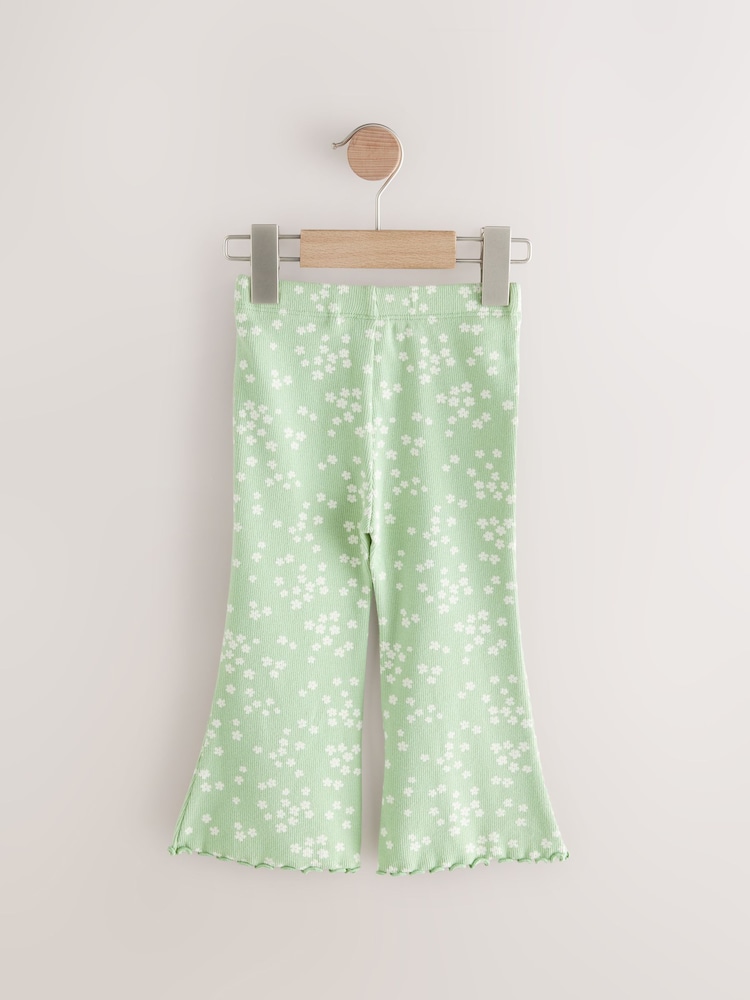 Green Ditsy Floral Rib Flare Leggings (3mths-7yrs) - Image 6 of 8