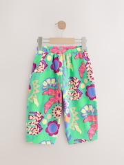 Green Tropical Print Textured Barrel Leg Trousers (3mths-7yrs) - Image 4 of 7