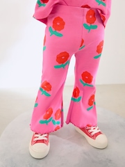 Pink/Red Flower Rib Flare Leggings (3mths-7yrs) - Image 1 of 8