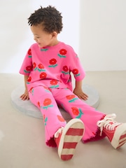 Pink/Red Flower Rib Flare Leggings (3mths-7yrs) - Image 3 of 8