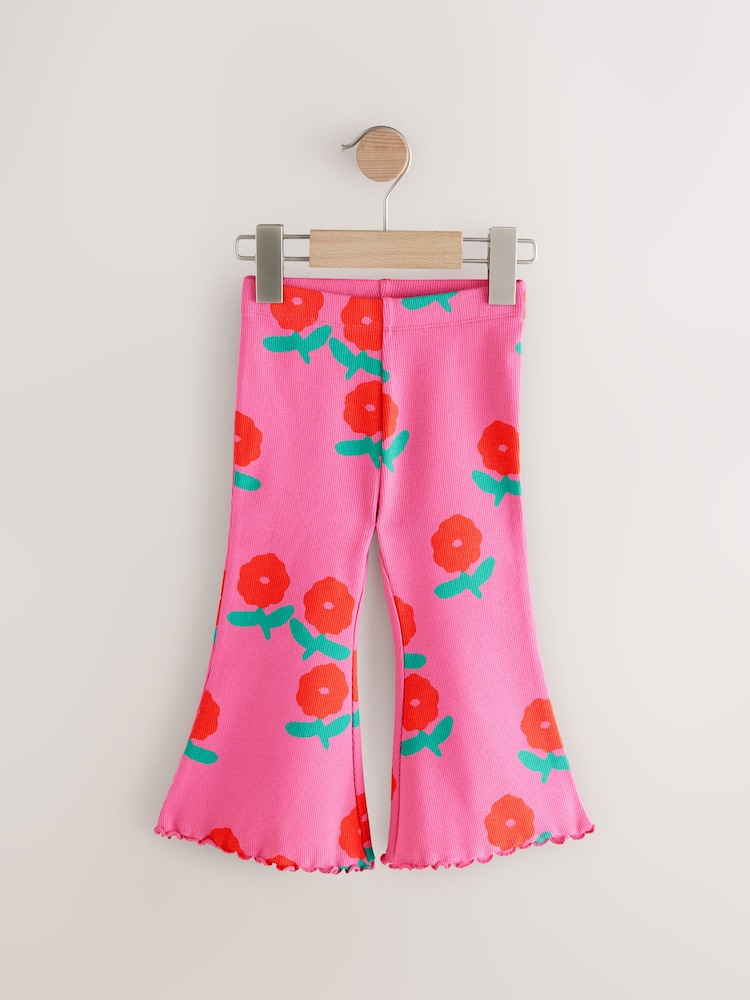 Rose/Rouge - Leggings évasés à côtes (3mths-7yrs) - Image 5 of 8