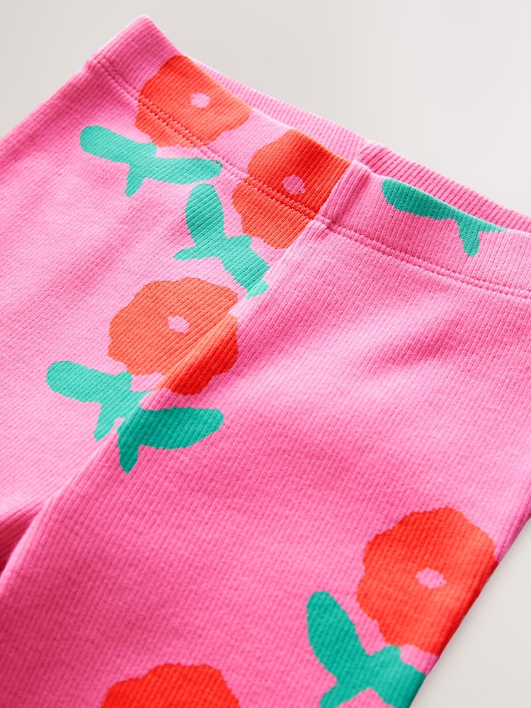 Rose/Rouge - Leggings évasés à côtes (3mths-7yrs) - Image 7 of 8