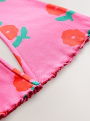 Pink/Red Flower Rib Flare Leggings (3mths-7yrs) - Image 8 of 8